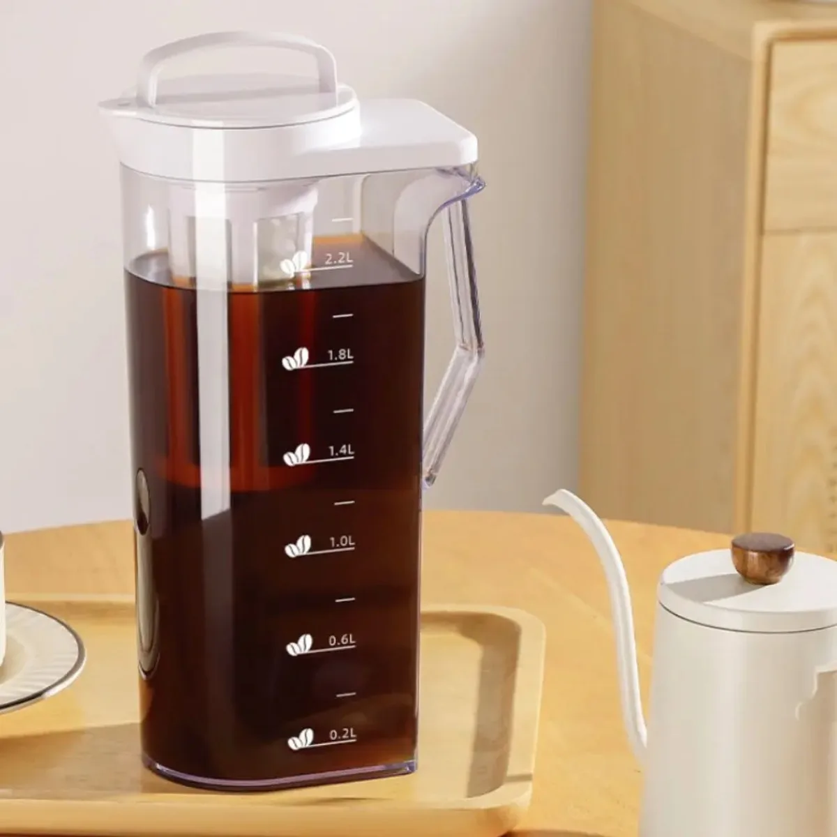 

Cold Brew Coffee Maker Iced Coffee Pitcher with Filter Large Capacity Leakproof Fridge Jug Transparent Coffee Maker