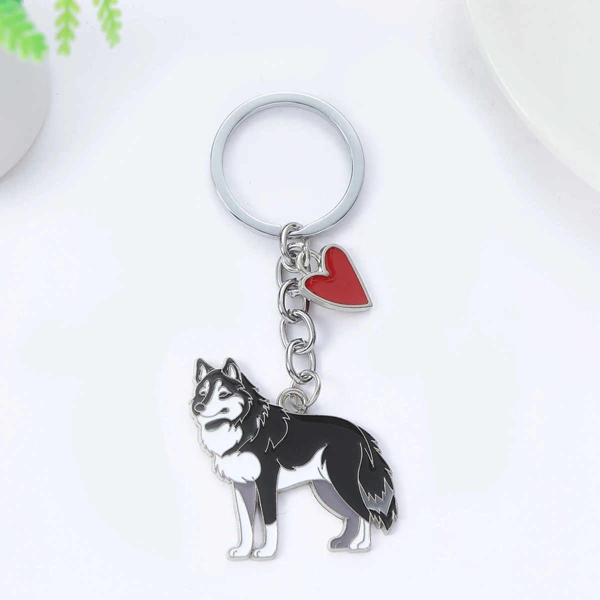 I LOVE Alaska Husky Dog Keychain Cute animal Cartoon dog Keychain dog Gift For woman Man Jewelry