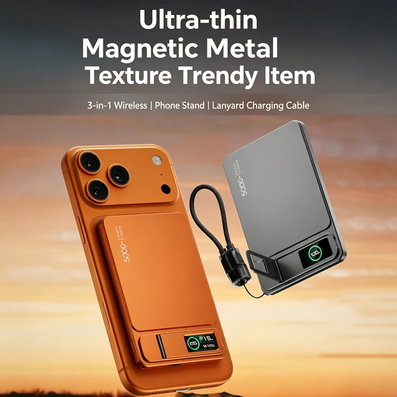 5000mAh 10000mAh Slim Power Bank For MagSafe,Magnetic Wireless Fast Charging Portable Battery For iPhone 12-17 iWatch Samsung
