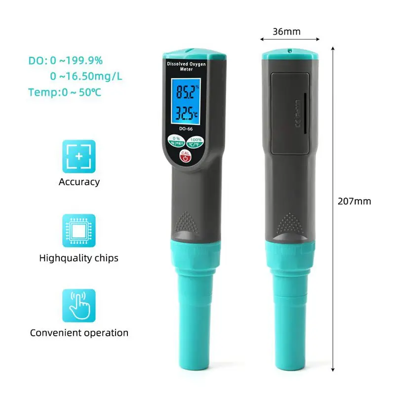 

DO-66 Pen Type Dissolved Oxygen Analyzer Digital Dissolved Oxygen ATC Temp Tester Electrode for Aquarium Fish Tank Aquaculture