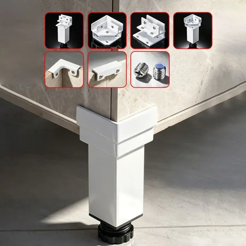 Aluminum Alloy Adjustable Support Leg Bracket White Waterproof Glass Tile Fixing Clip Rust Resistant Heavy Duty