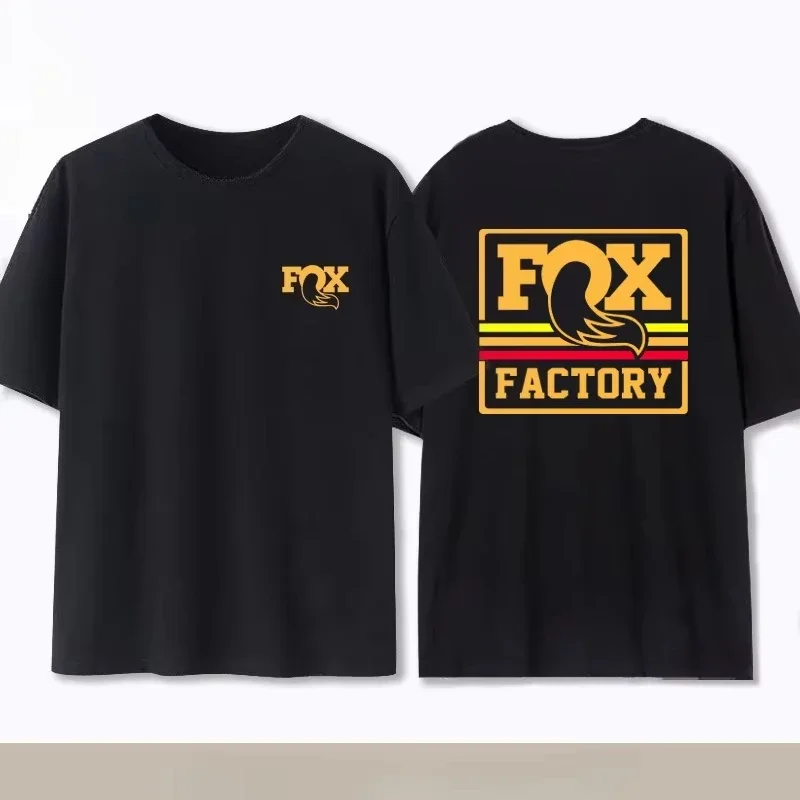 الصيف الثعلب سباق عبر البلاد الدراجة الجبلية التذكارية تي شيرت جودة عالية أزياء الرجال النساء قصيرة الأكمام جولة الرقبة أعلى #1