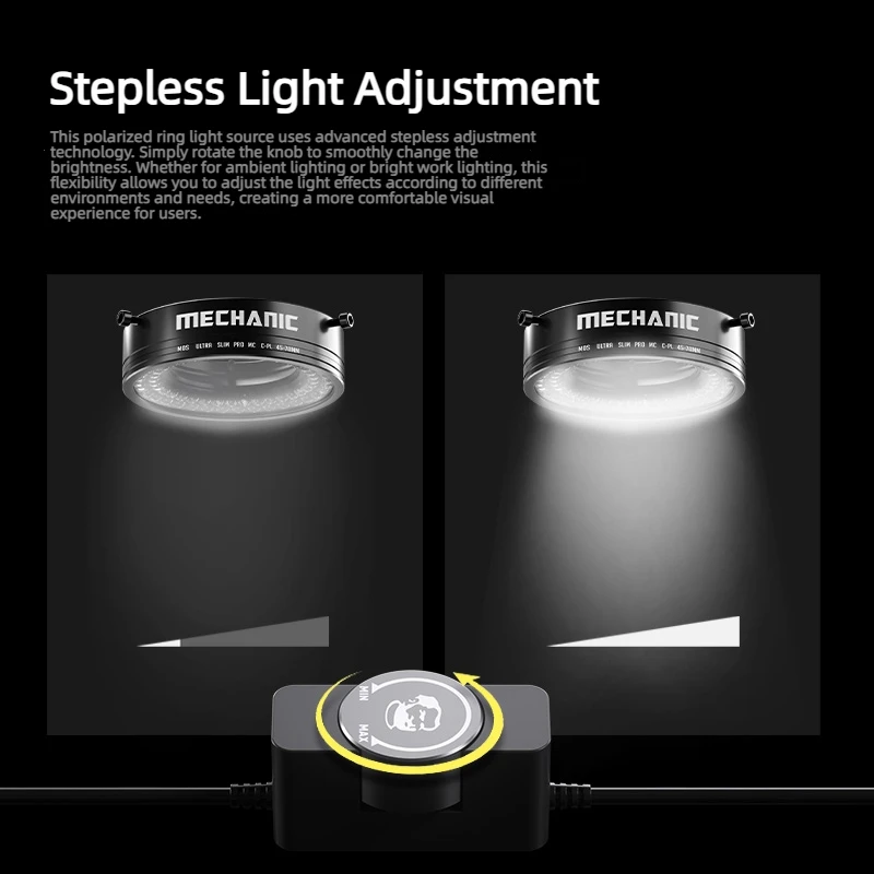 MECHANIC LS720+ Anti-Reflection Microscope Polarized Ring Light Stepless Dimmable 72 LEDs  for PCB Soldering Electronics Repair