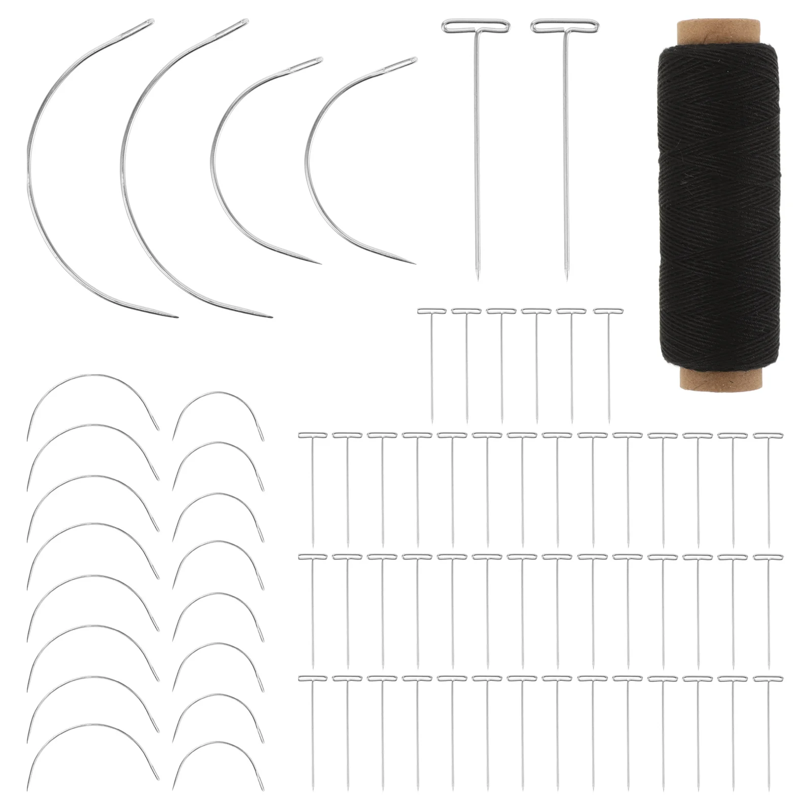 

71 Pcs T-needle Set Needles Sewing Curved Thread and Pin for Wigs Making Kit Knitting Supplies