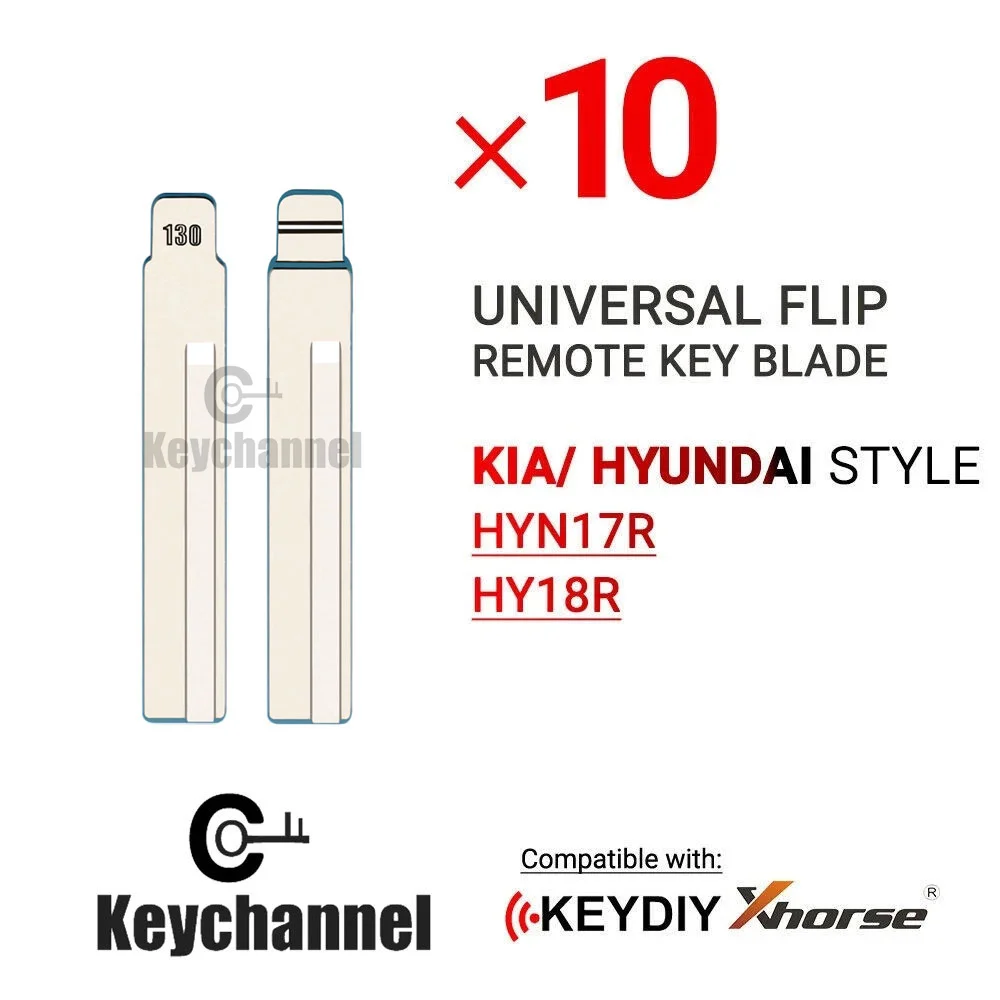 

10Pcs HYN17R /HY18R #130 Car Key Blades for Xhorse Keydiy KIA Hyundai Style KD VVDI Remote Key Blade For Hyundai Kia SSANG YONG