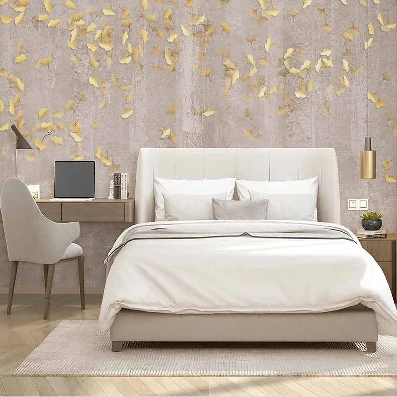 

Custom 3D Mural Wallpaper Of Vintage Ginkgo Leaf Backdrop 3D Hall Wall Painting For Living Room Wallpaper For Bedroom Tapety