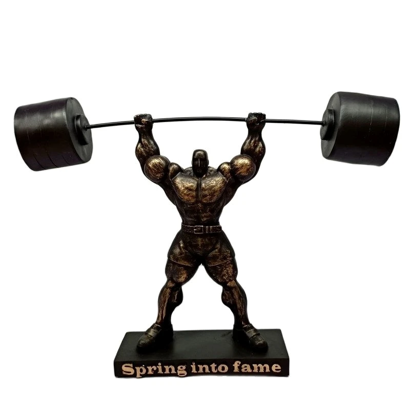 

Resin Weightlifter Sculpture Abstract Weightlifting Statue Competition Sport Muscle Strength Ornament Gym Decor Champion Present