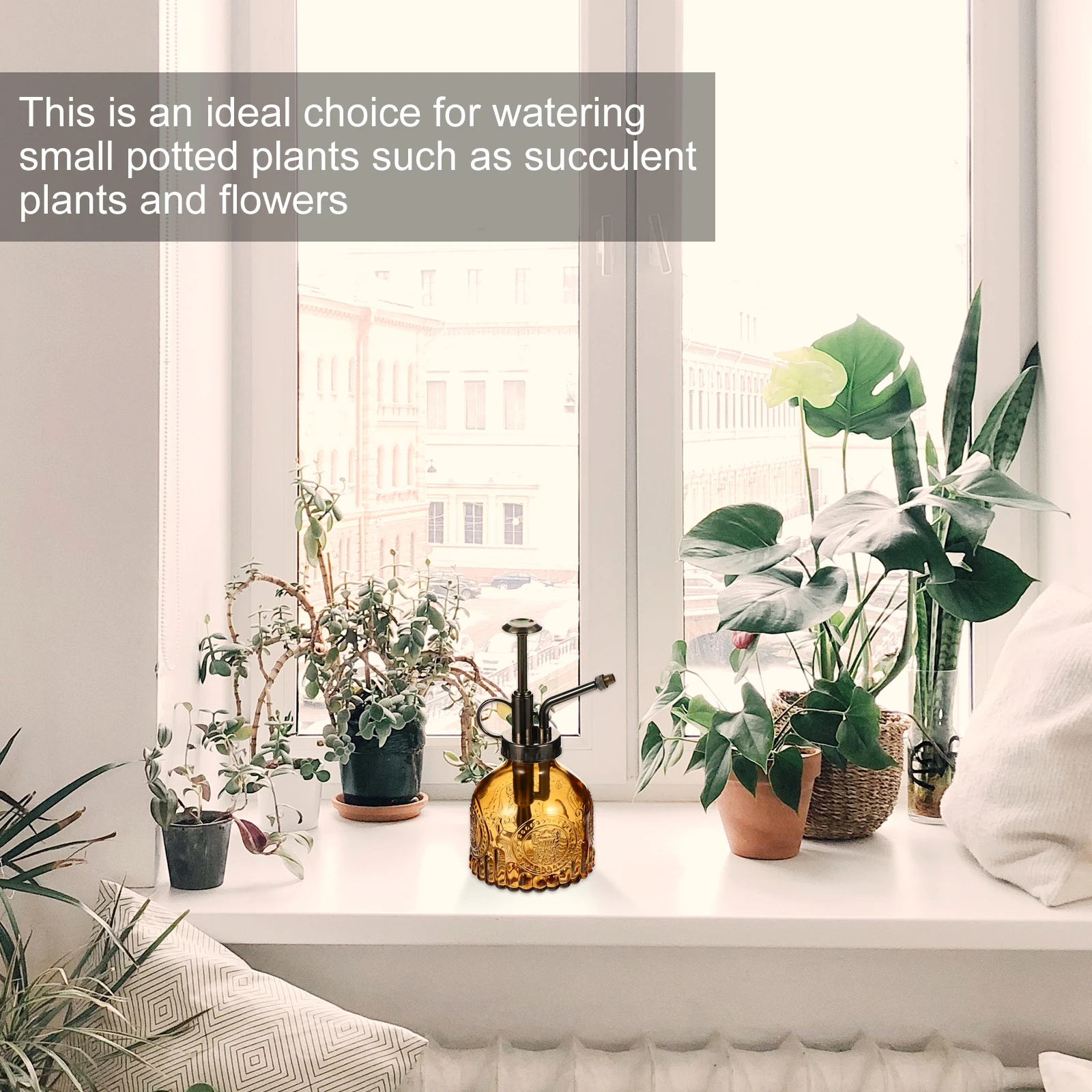 

Premium Embossed Glass Water Sprayer Bottle for Plants Garden Misting Tool with Ergonomic Design Ideal for Home Outdoor Plant