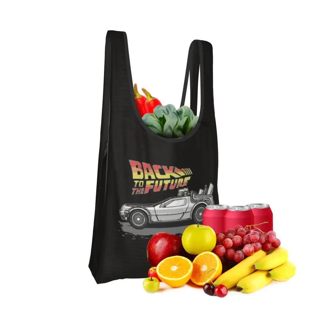 Back To The Future Portable Tote Shopping Bags Large Capacity Shopper Bag Groceries Handbag Shoulder Bag
