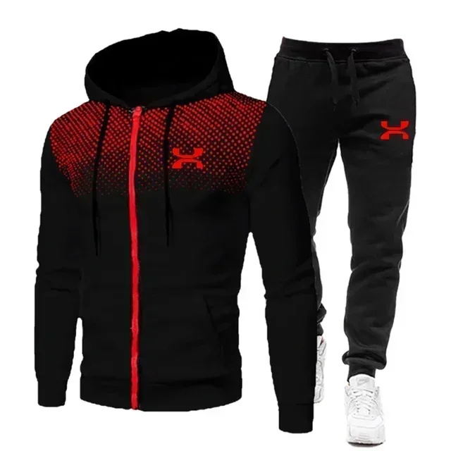 2025 Spring 2-piece Set For Men Fashion Hoodie Fitness Gym Men Brand Clothing Men Running Set Sportswear Jogger Men's Tracksuit