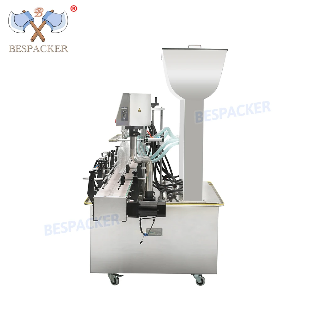 GT6T Pneumatic Linear 6 Heads Hot Sale Automatic Drinking Filling And Sealing Machine