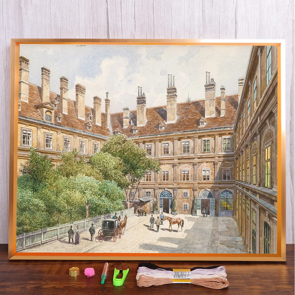 

Hof Der Stallburg Printed Cross-Stitch Patterns DIY Embroidery DMC Threads Sewing Craft Knitting Hobby Home Decor Needle Sales