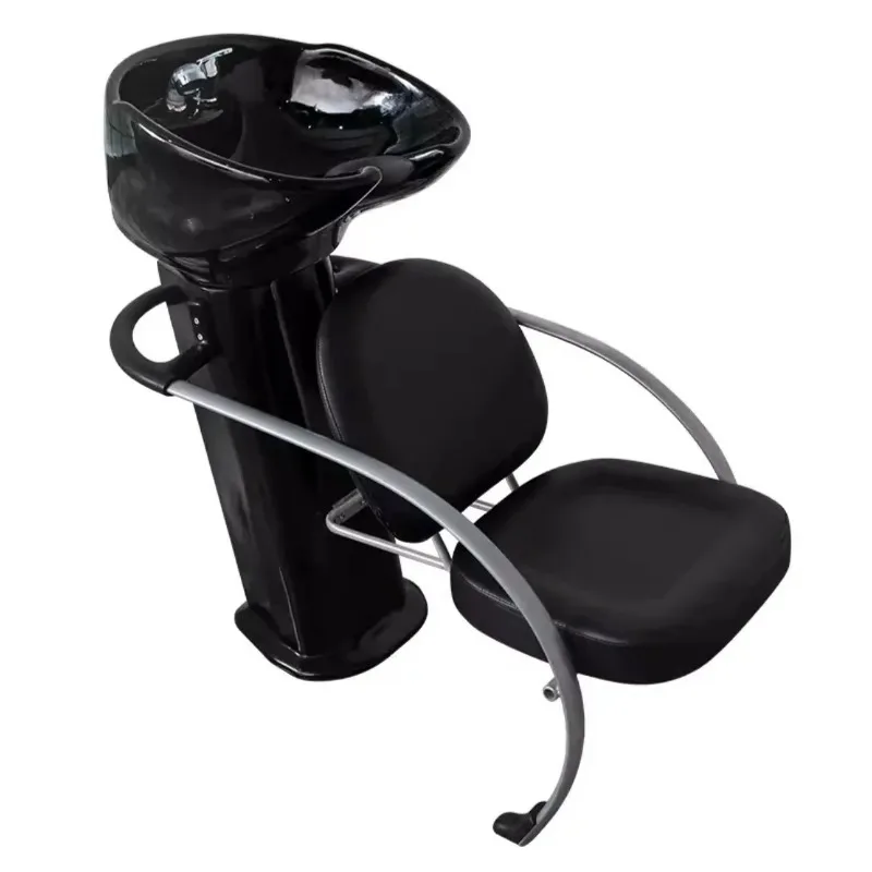 Ceramic basin shampoo bed barber shop hair salon special simple semi-reclining hair salon stainless steel flushing bed massage b