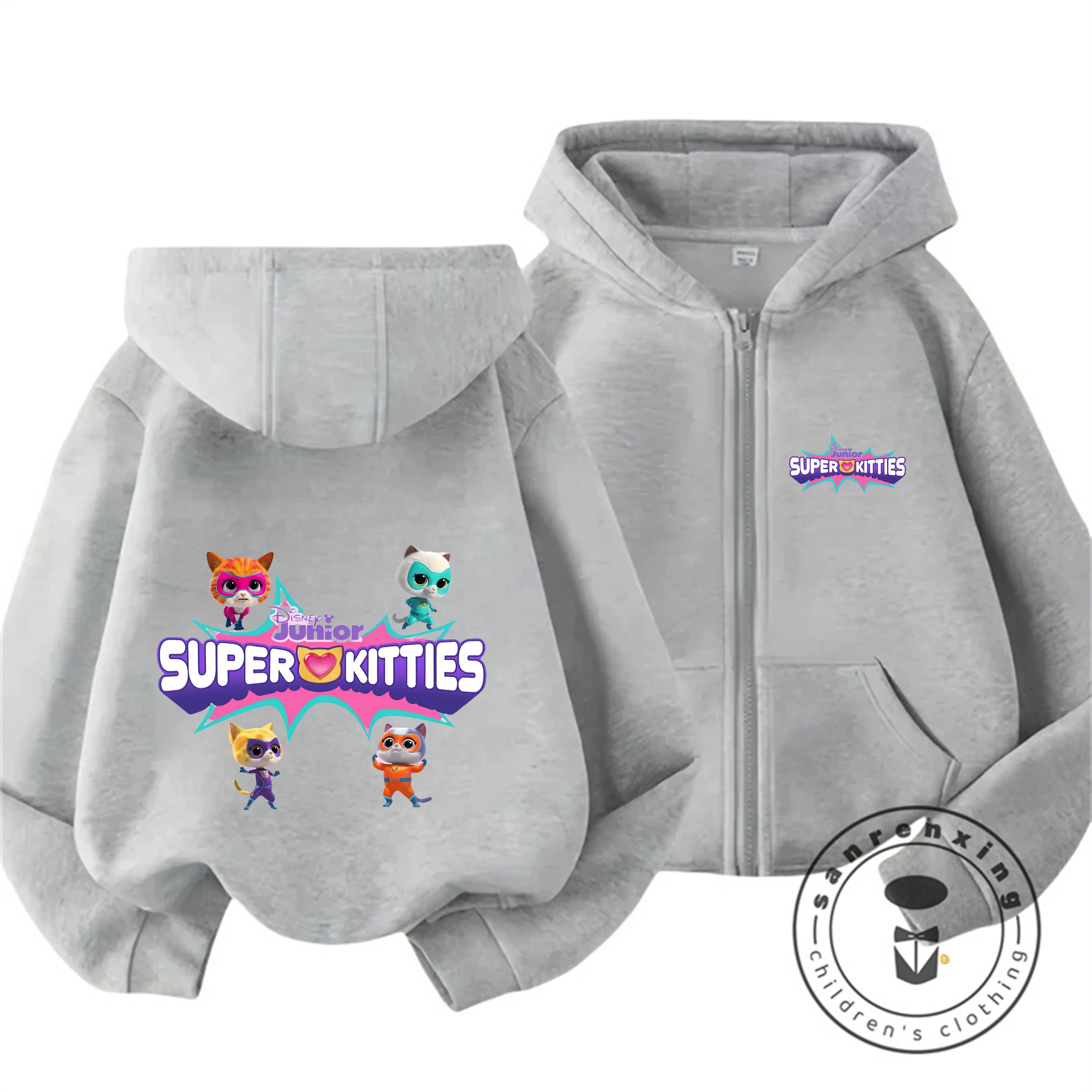 

Hot Zipper Hoodie 2 To 12 Year Girls Sweatshirt Autumn And Winter Long Sleeve Harajuku Super Kitty Sewing Casual Hoodie