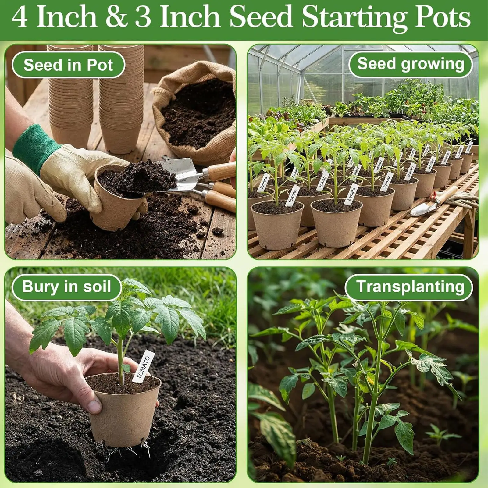 

Горшки из торфа, 150 шт., дышащие контейнеры для рассады, набор для посадки растений, для использования в помещении и на улице, для балкона, теплицы, цветов