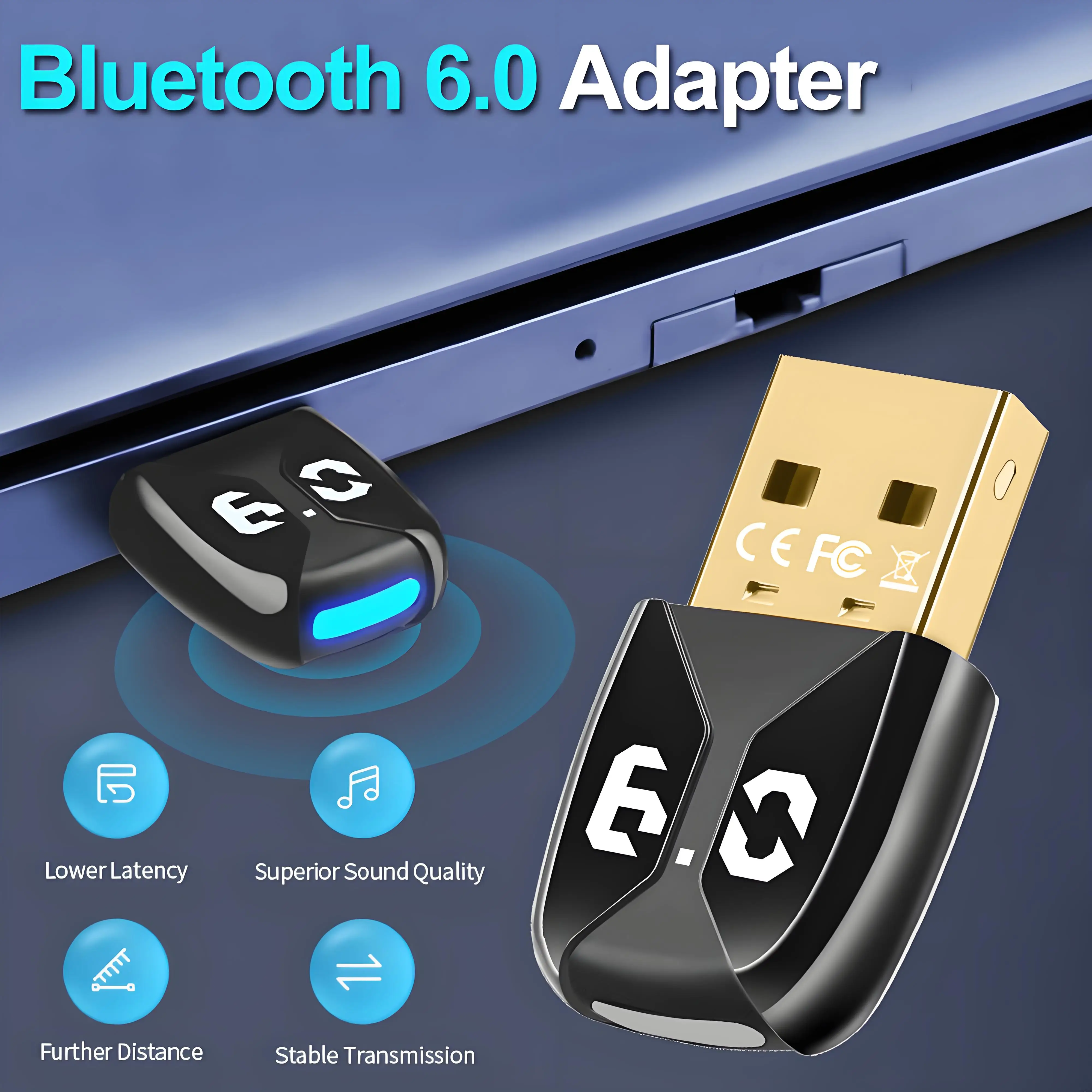 

USB Bluetooth 6.0 Dongle Adapter WIreless Transmitter Receiver for Bluetooth Keyboard/Mouse/Headphone/Speaker Driver free