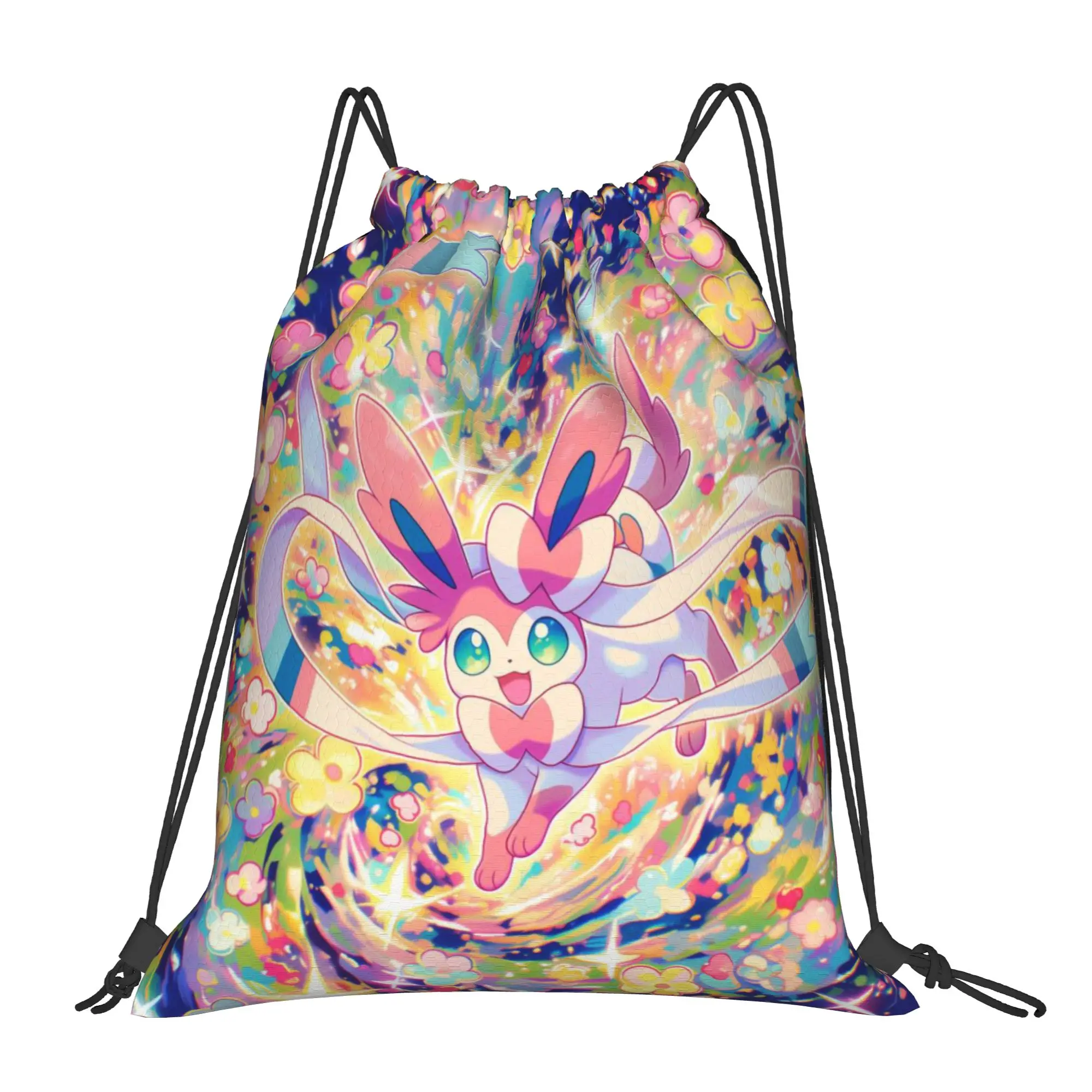 gym Pouch pokemon Eeveelution Drawstring Bags Men Women Storage Backpack Teenager Travel Bag Multi-function Pocket
