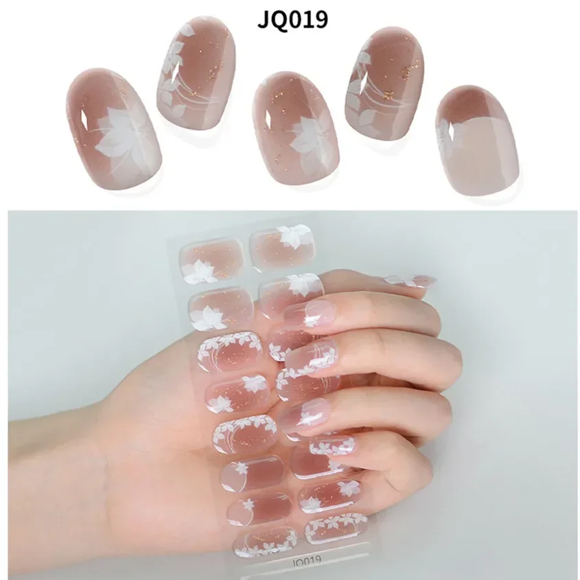 DIY kwiaty Gradient żel do paznokci paski łatka suwaki samoprzylepne paznokieć z pełnym pokryciem naklejki UV lampa peklowana Charm naklejki do Manicure