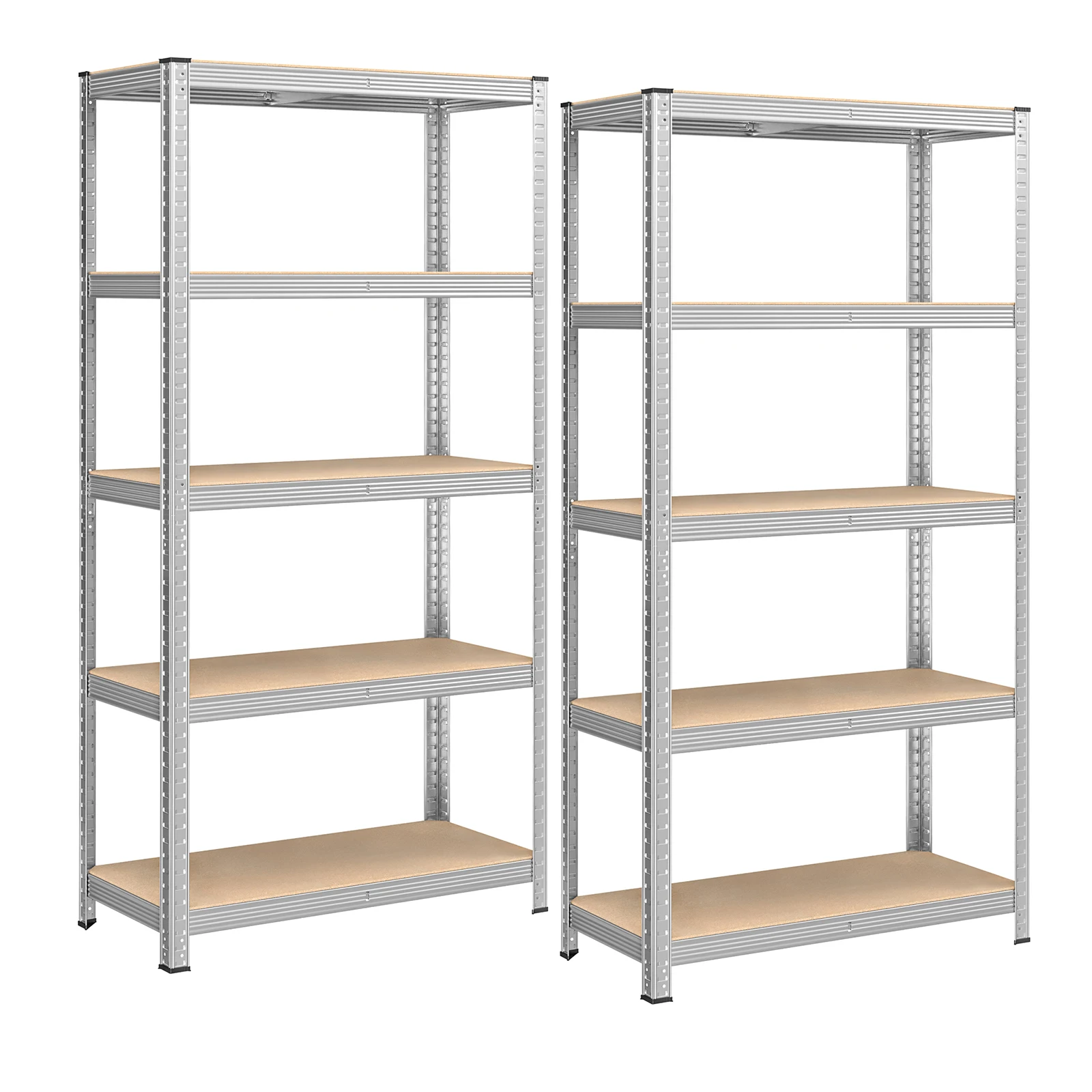 SONGMICS 5-Tier Heavy-Duty Shelving Units, Set of 2 Steel Shelving Units for Storage, Boltless Assembly, for Garage, Shed