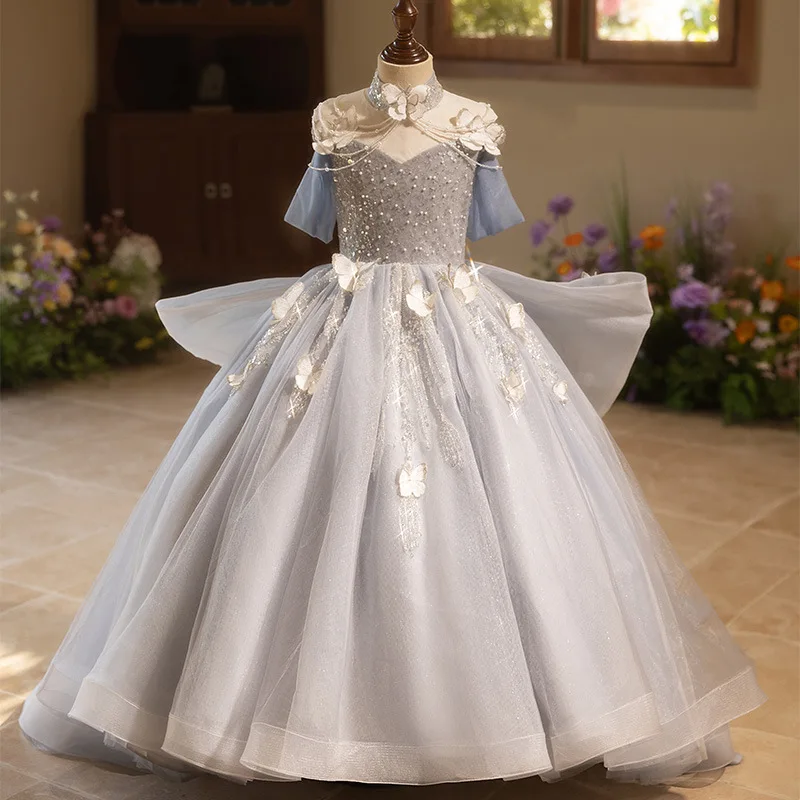 Girl Bridesmaid Long Sequin Dresses Kids Wedding Prom Gown Teenagers Girls Evening Party Dress Children Holy Communiom Clothes