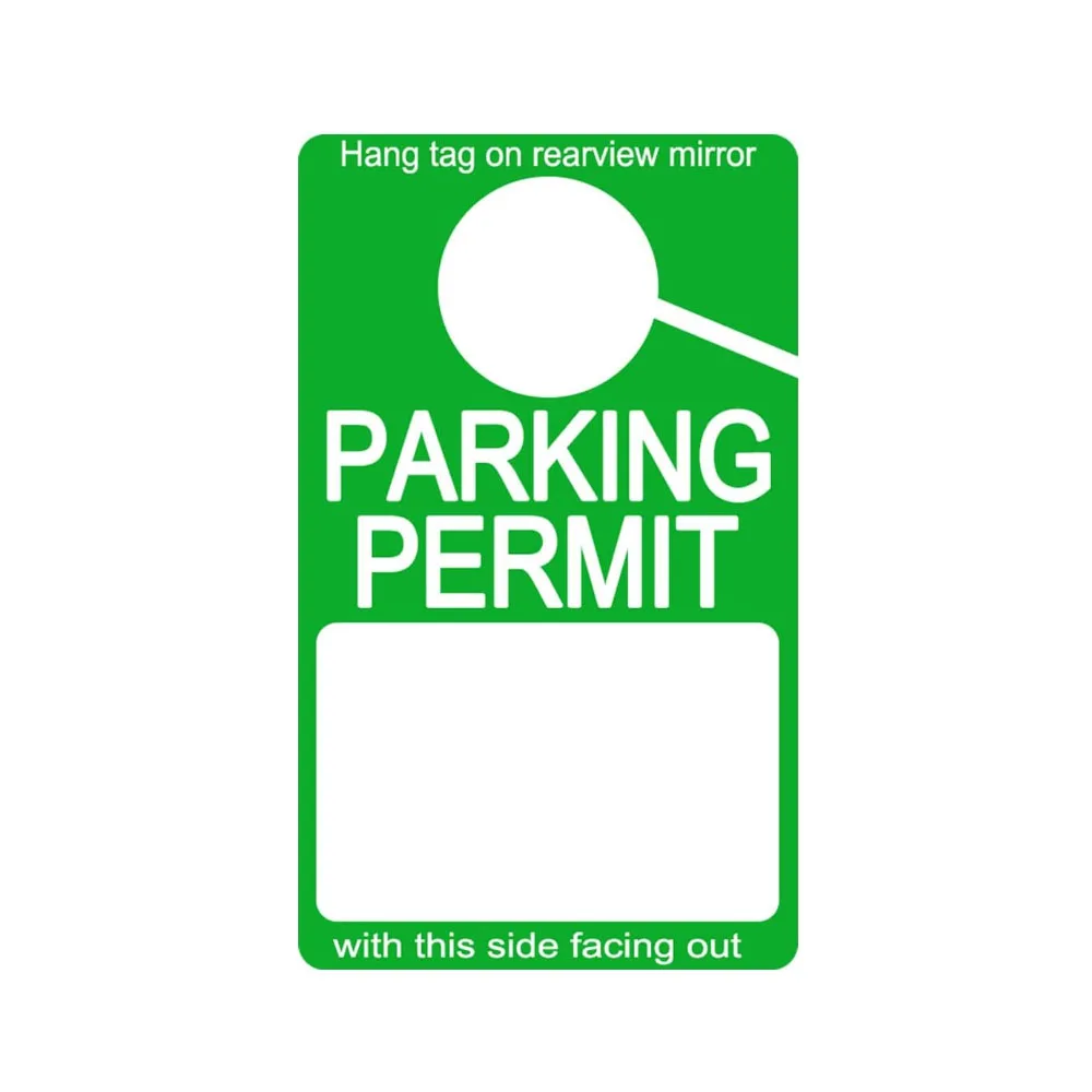 

10Pcs Parking Permit Hang Tags 3x5inch Writable Green Plastic Parking Placards Temporary Parking Passes Tag for Rearview Mirror