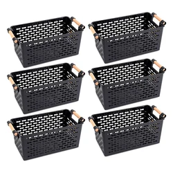 Desktop Snack Storage Basket Hollow Storage Basket Portable Rectangular Plastic Frame Storage Sundries Box(6Pcs)