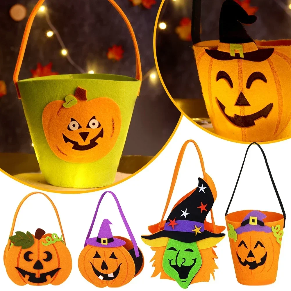 Halloween Trick or Treat Bucket Pumpkin Candy Bags Collapsible Halloween Basket for Thanksgiving Party Gift Basket