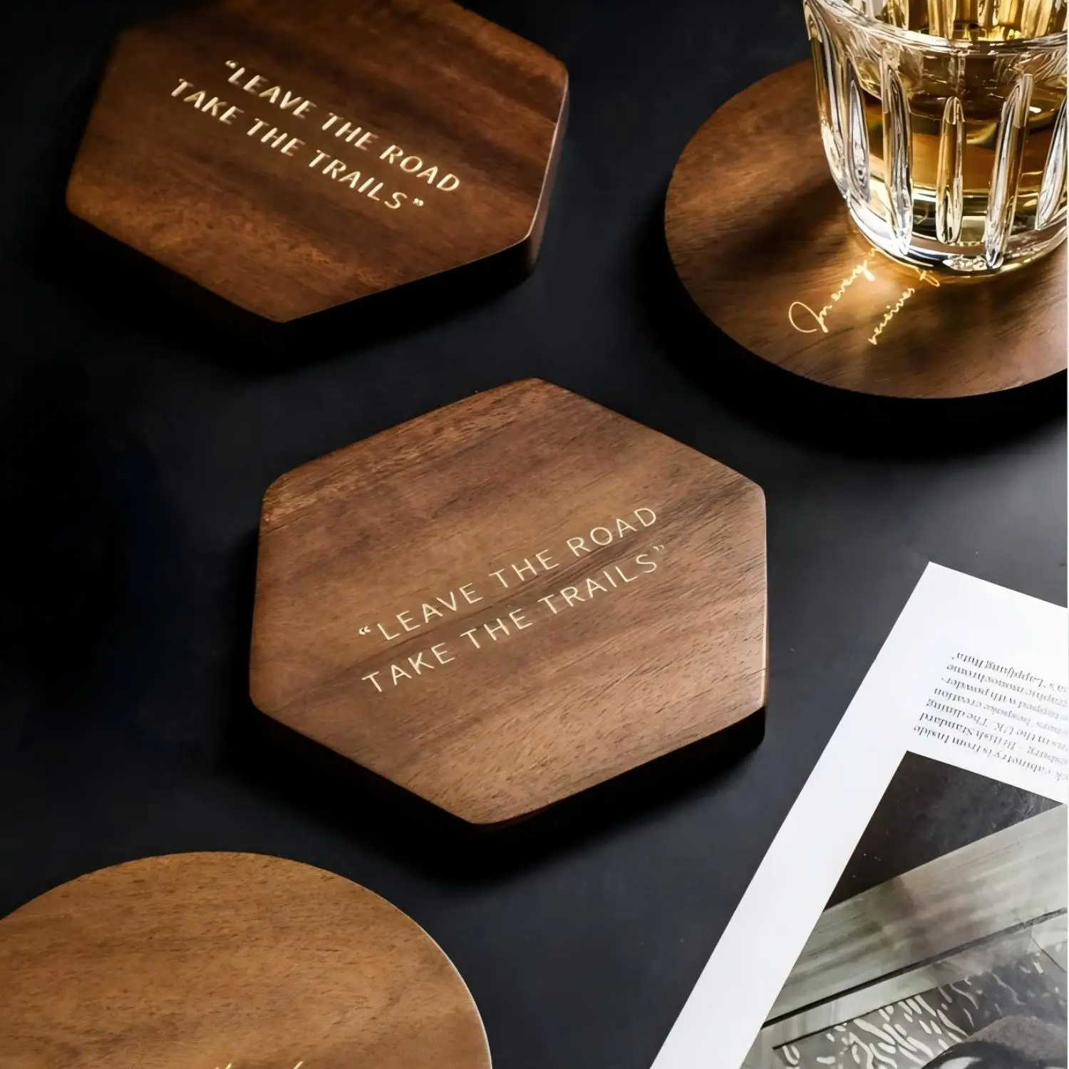 Wooden Coasters, Light Luxury vintage Coffee Cups, Tea Cup Holders, Heat-Resistant Mats, Home Office Hotels