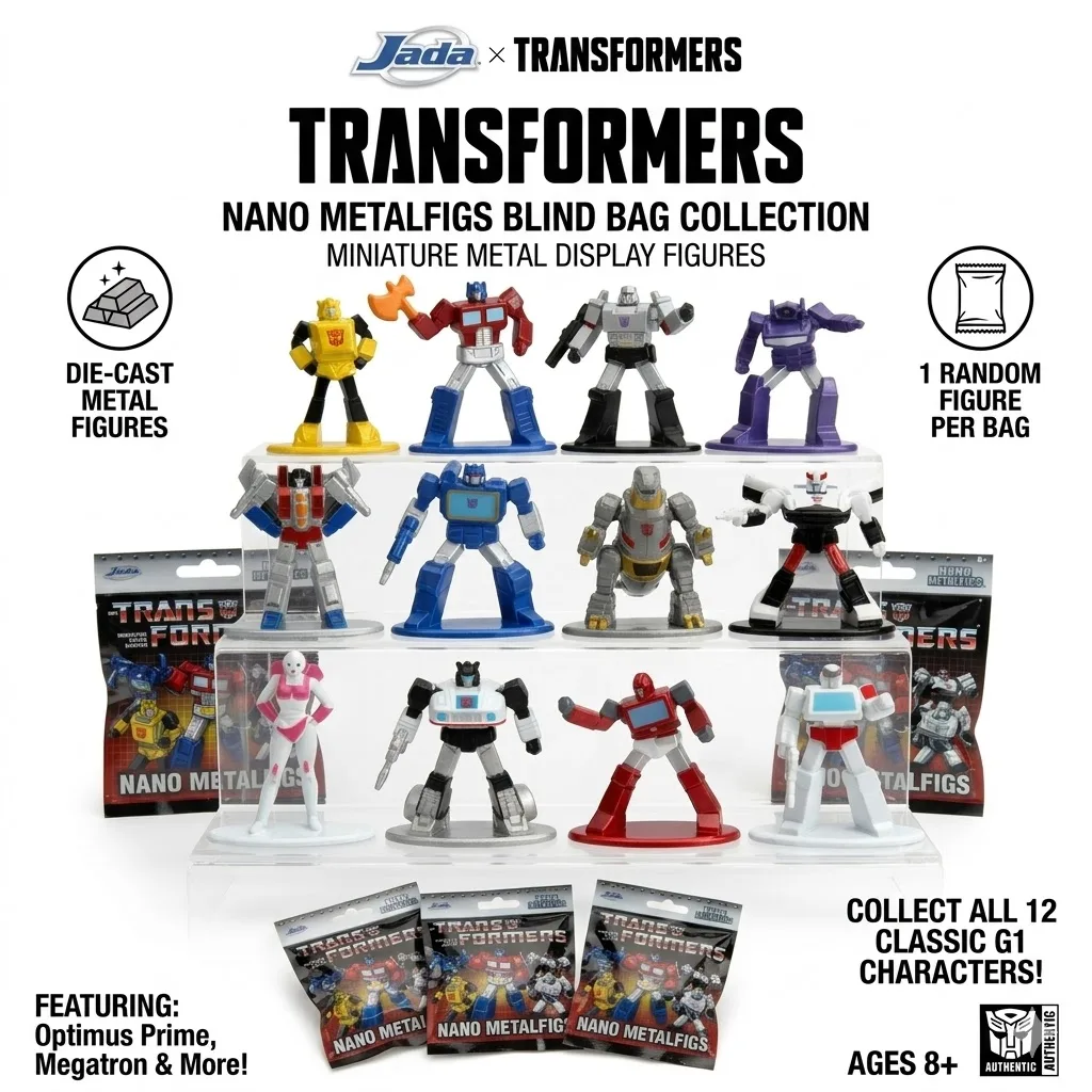 Jada Transformers Nano Metalfigs Blind Bag Optimus Prime Bumblebee Megatron G1 Figura de Metal Fundido a Presión en Miniatura Caja Misteriosa Juguete