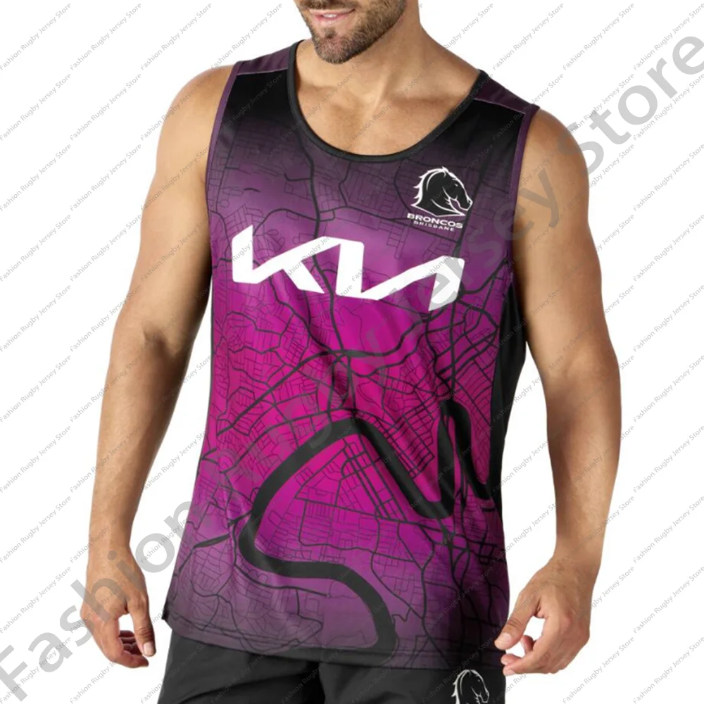 Brisbane Broncos 2025 River City Training Singlet Rugby Jersey Boys Clothes Uniform Team Tee Men T Shirt Tank Top Waistcoat Vest