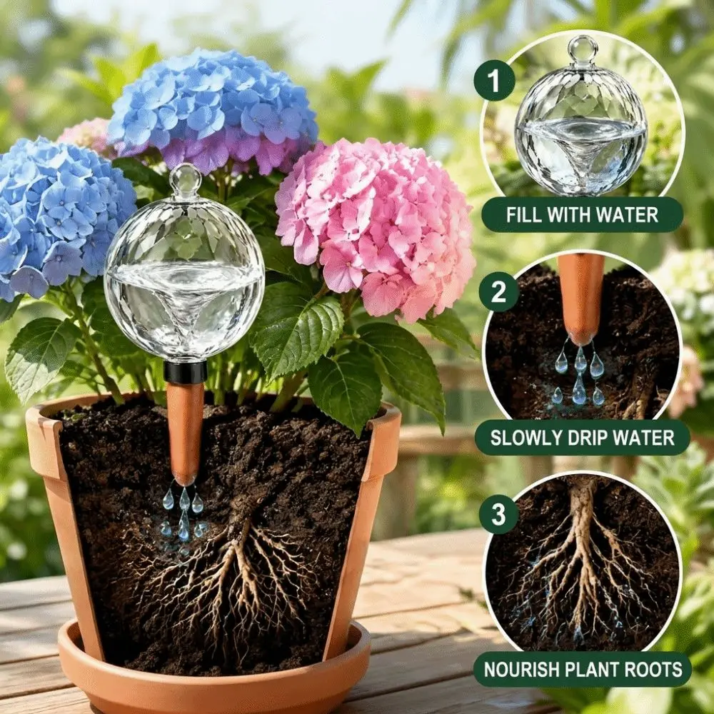 2/4/6pcs 850ml Capacity Automatic Watering Globes Terracotta Stake Control Water Dripper Flower Waterer Device Slow Release