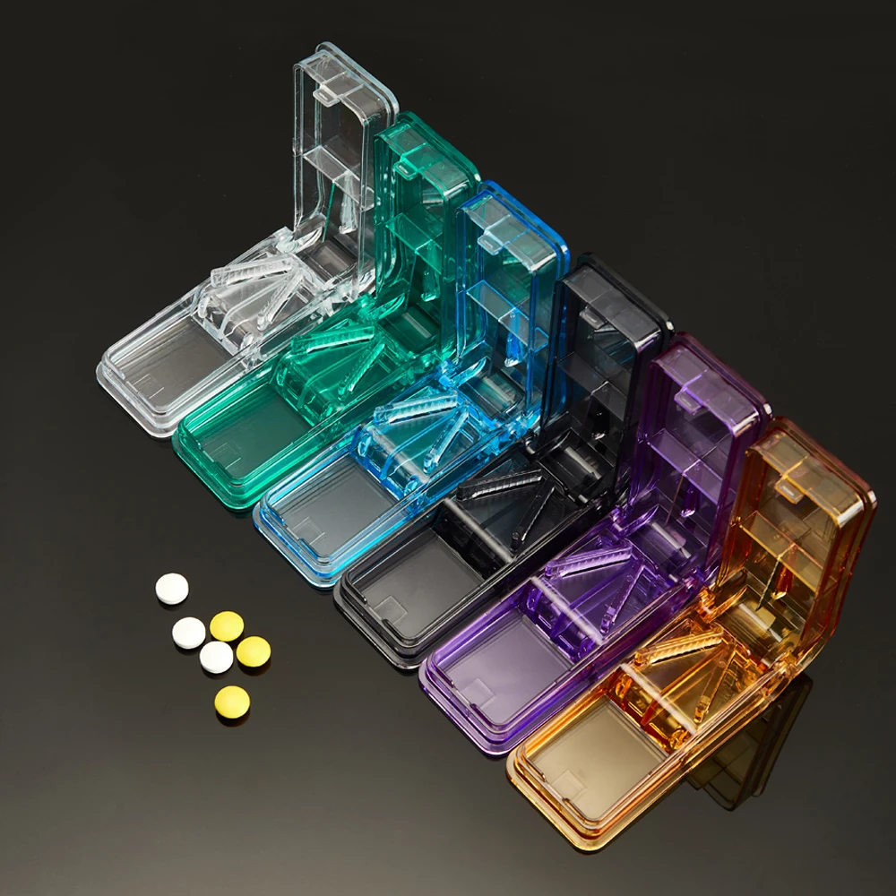 Portable Pill Cutter Box Mini Drug Box Tablet Cutter 6 Colors Pill Case Storage Crusher Travel Pill Box