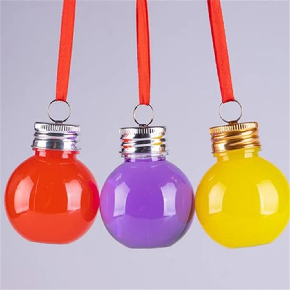 1PC Clear Bulb Shape Bottle Plastic Fillable Christmas Bottle Water Bottle Candy Craft Xmas Tree Hanging Christmas Decoration