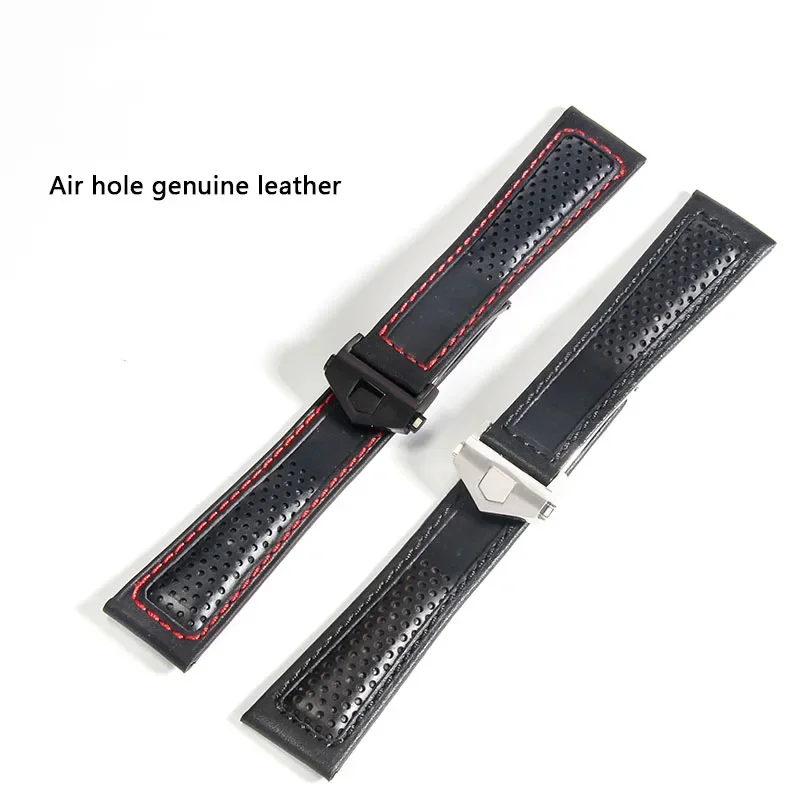 Cinturino per orologio di alta qualità per Tag heuer MONACO CARREA F1 Cinturino in PELLE di VECCA Cinturino da 22 mm Punti rossi Cinturini in vera pelle