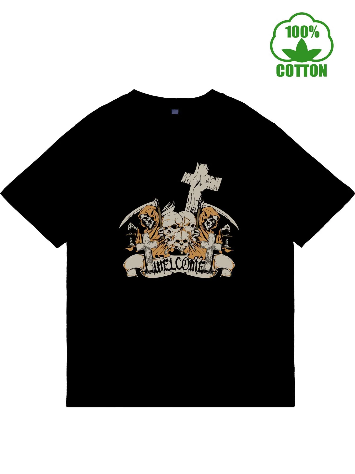 

Welcome to the Kingdom of Hell Classic Men's T-Shirts Short Sleeve Crew Neck t Shirts for Men, Pure Cotton Men's T-Shirt