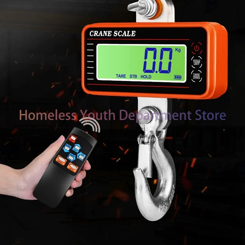 ميزان الرافعة الرقمي 1500 كجم 3000 رطل ميزان معلق صناعي إلكتروني عالي التحمل مع شاشة LED للتحكم عن بعد برتقالي #6