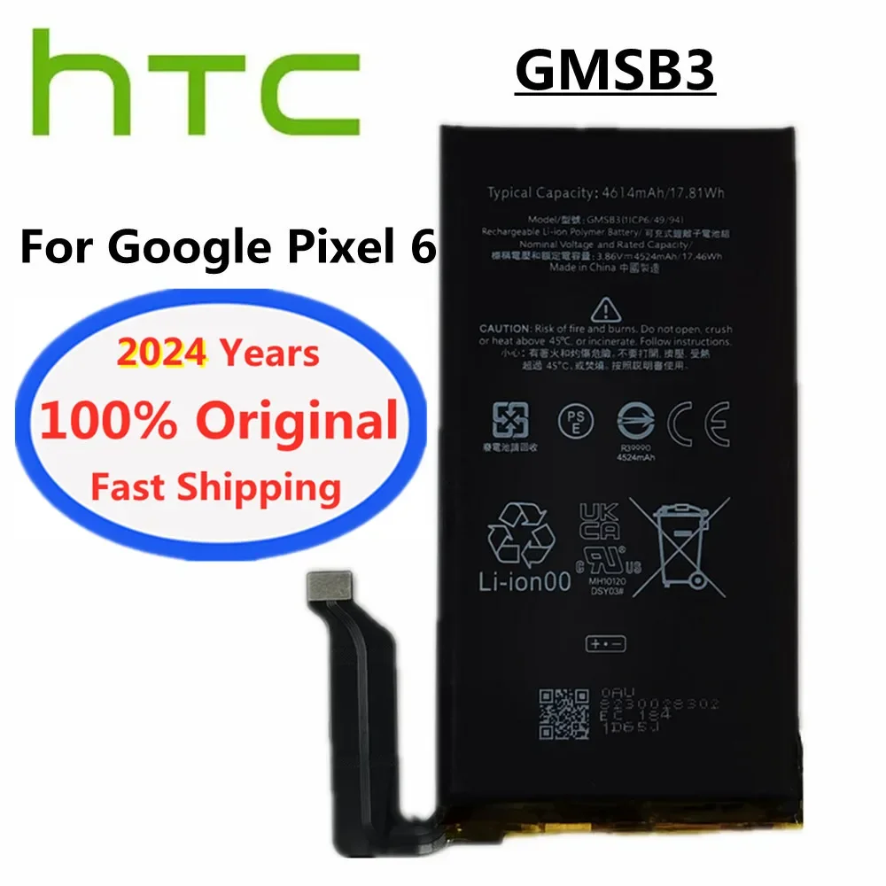 2024 Years 100% Orginal Battery GMSB3 For HTC Google Pixel 6 Pixel6 High Quality 4614mAh Mobile Phone Battery Bateria Batteries