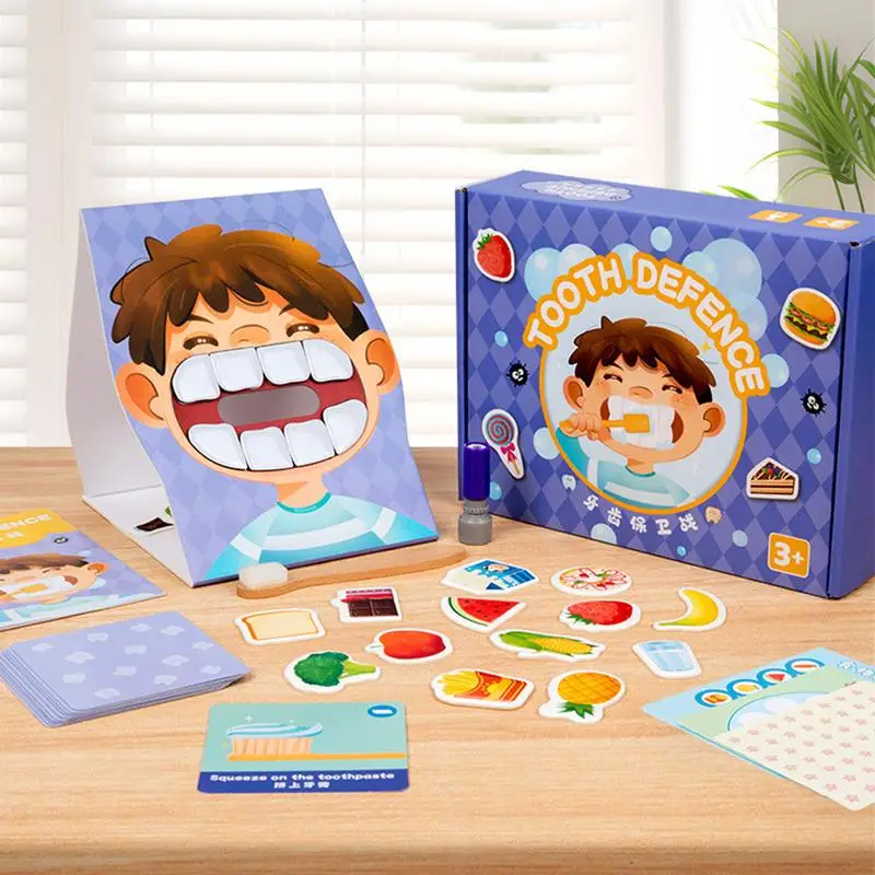 Tooth Defence Board Game Child Oral Hygiene Educational Card Dentist Set Child Oral Hygiene Educational Card Dentist Set For 3