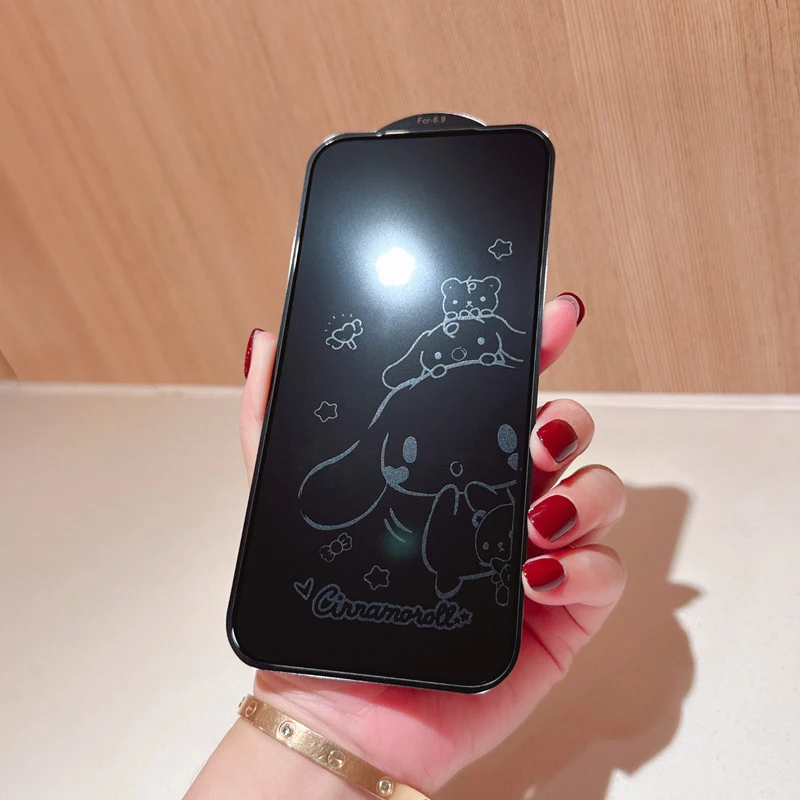 Sanrios hellokittys melodia pochacco película protetora de vidro para iphone 17 pro max 16 15 14 película protetora de tela à prova de choque