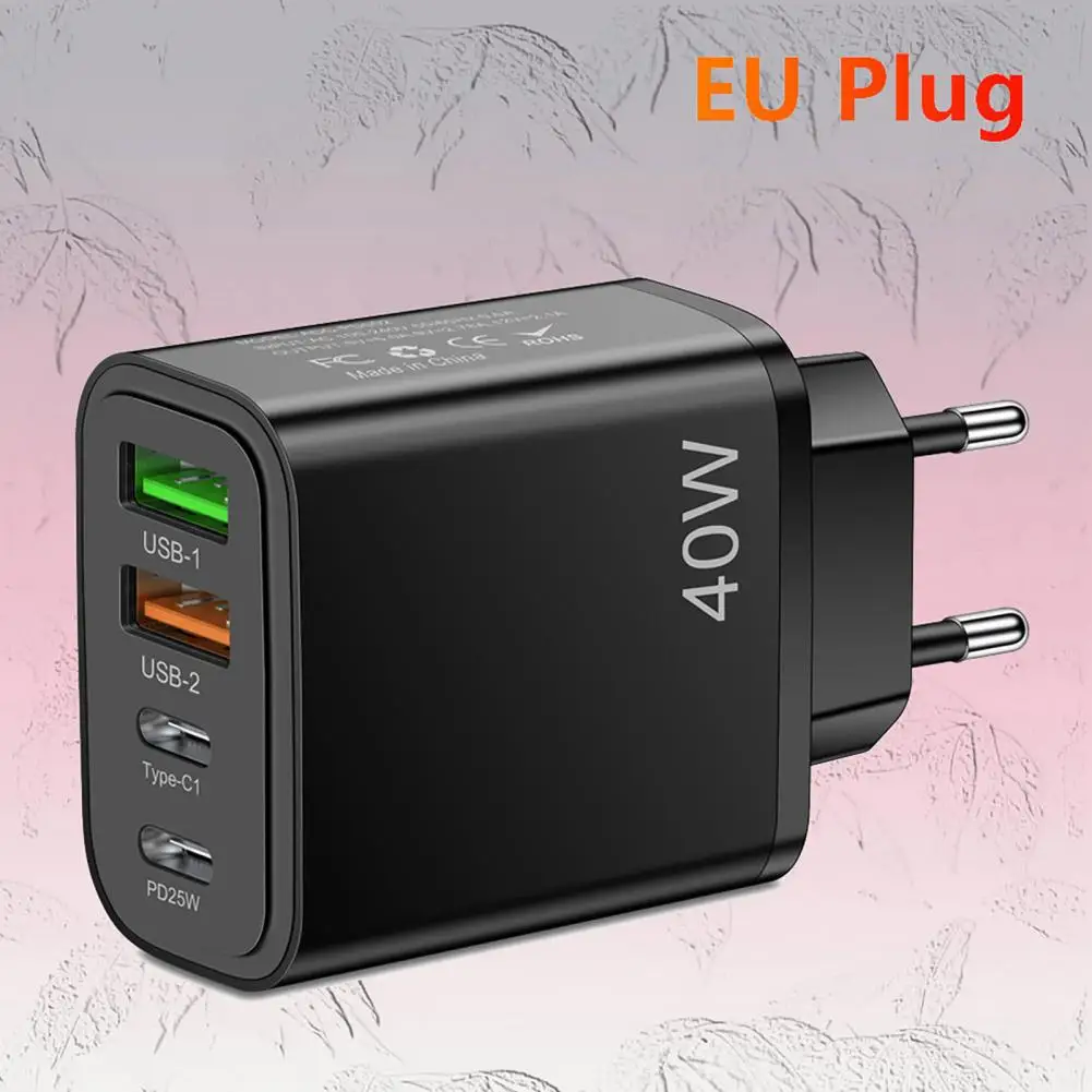 Universal Voltage Charger High-efficiency 40w 4-port Charger Fast Charging Multi-protection Low Power Consumption Eu Plug Dual