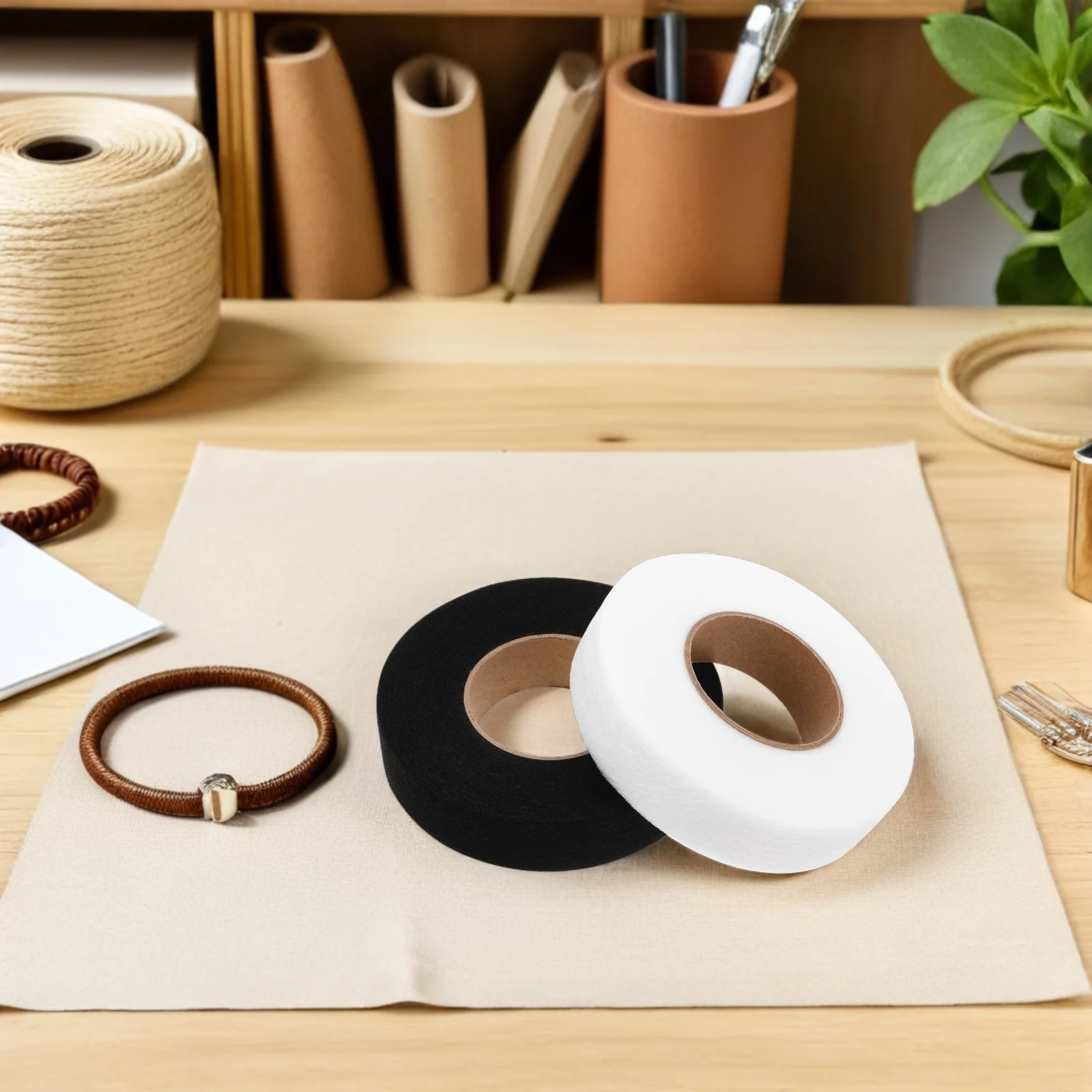 

4 Rolls Double-Sided Interfacing Tape Washable Non-Woven Iron-On Heat Fusible Adhesive Fabric For Diy Clothing Repair Hemming