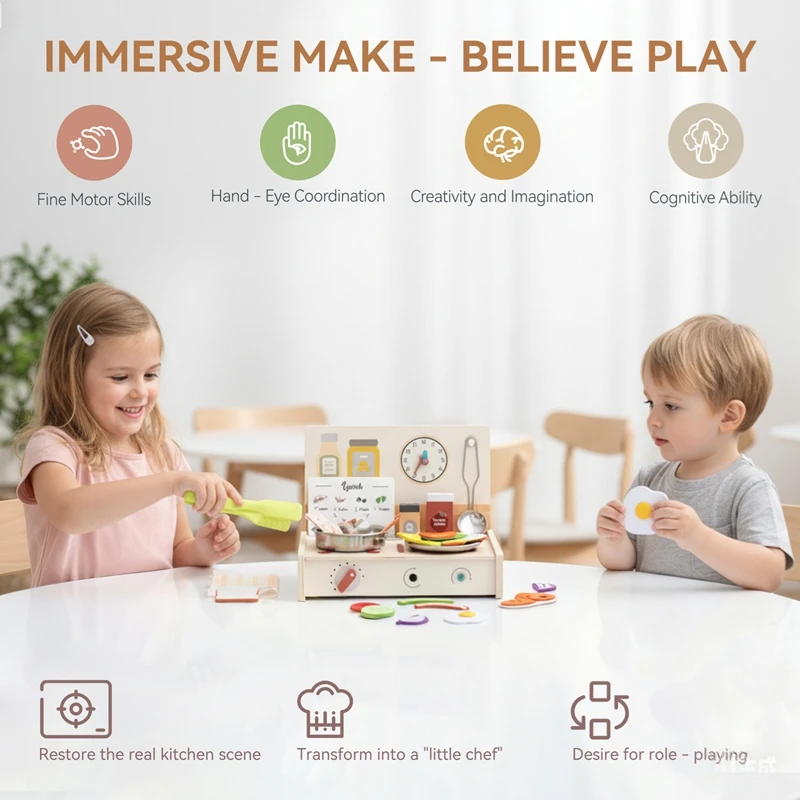 Multifunctional Fun Kids' Play Kitchen Table Pretend Play Kitchen Toy Perfect for Holiday Parties Parent-Child Games Gift