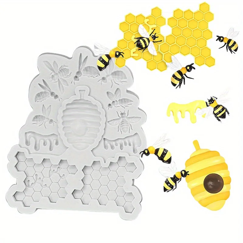 Silicone Mold Bee Honey Honeycomb Resin Kitchen Baking Tool DIY Cake Fondant Mould Dessert Chocolate Lace Decoration Supplies