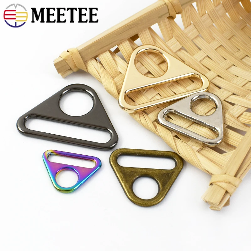 5/10Pcs Meetee 20-50mm Metal Triangle Ring Buckle Bag Strap Anti-slip Adjust Slider Clasp Bikini Connect Hook Sewing Accessories