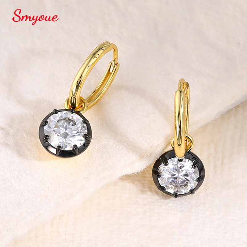 

Сертифицированные серьги-подвески Smyoue с муассанитом D VVS1, покрытие 14K, 8 мм, роскошные свадебные украшения, подарок для женщин, 100% настоящее серебро S925