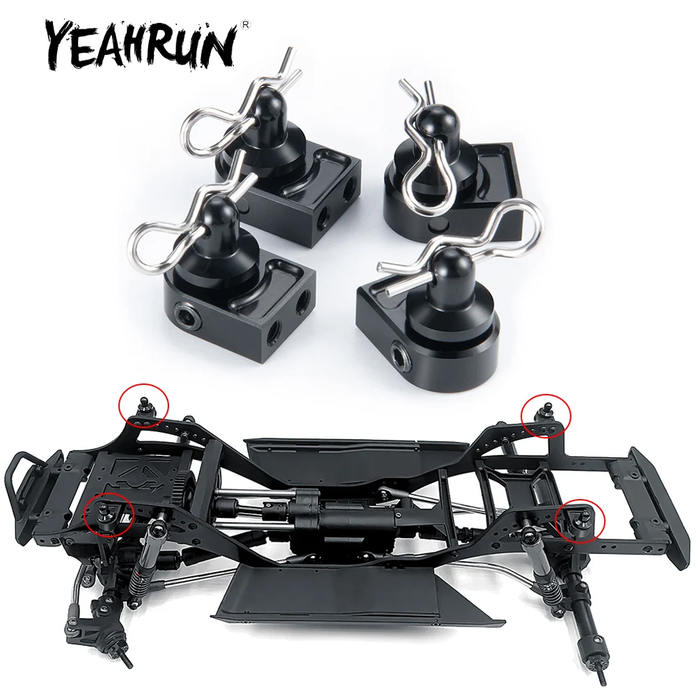 YEAHRUN Aluminum Front&Rear Car Body Shell Column Clip Post Mounts for Axial SCX10 PRO AXI03028 1/10 RC Car Model Upgrade Parts