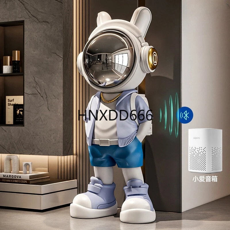 Adorno de astronauta, decoración del suelo de la sala de estar, artesanías de decoración equipadas con función Bluetooth, figuras de anime, decoración del hogar
