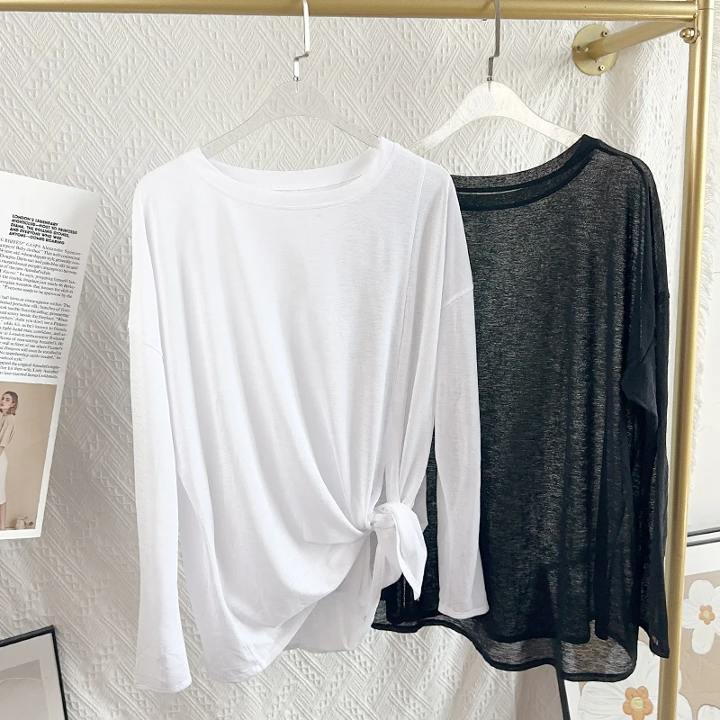 

Women's Loose Yoga Long-sleeved Shirts Thin Breathable Quick-Drying Net Yarn Sports Running Fitness Jog Pilates T-shirts Top