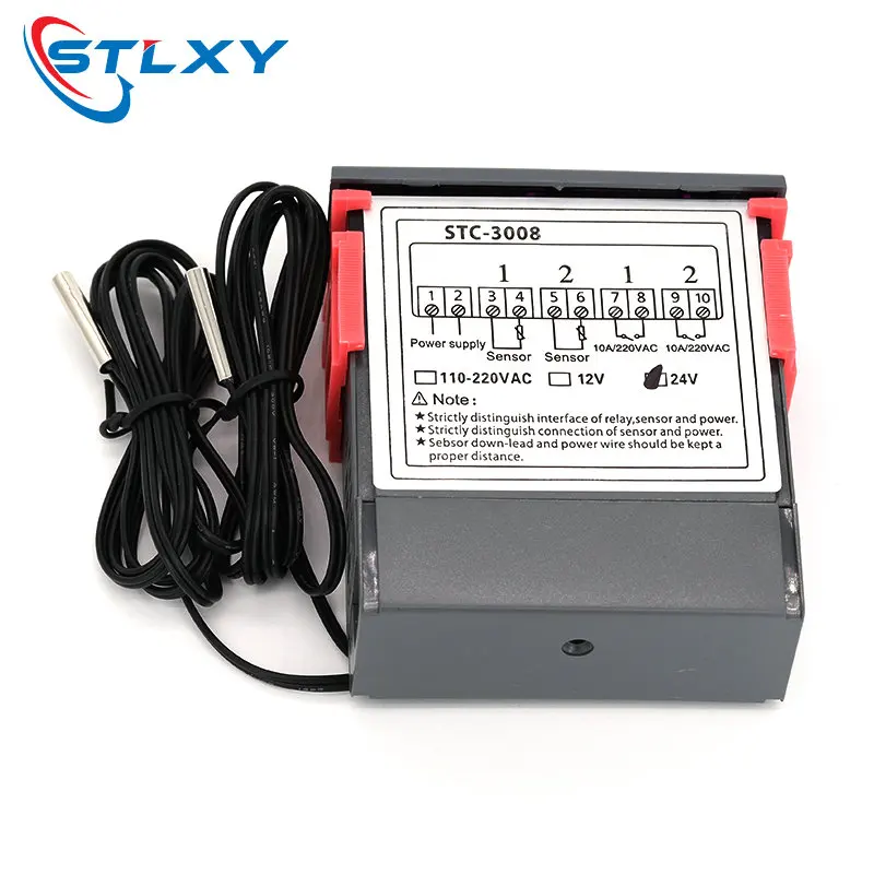 STC-3008 Dual Digital Temperature Controller Two Relay Output 12V 24V 220V Thermoregulator Thermostat With Heater Cooler