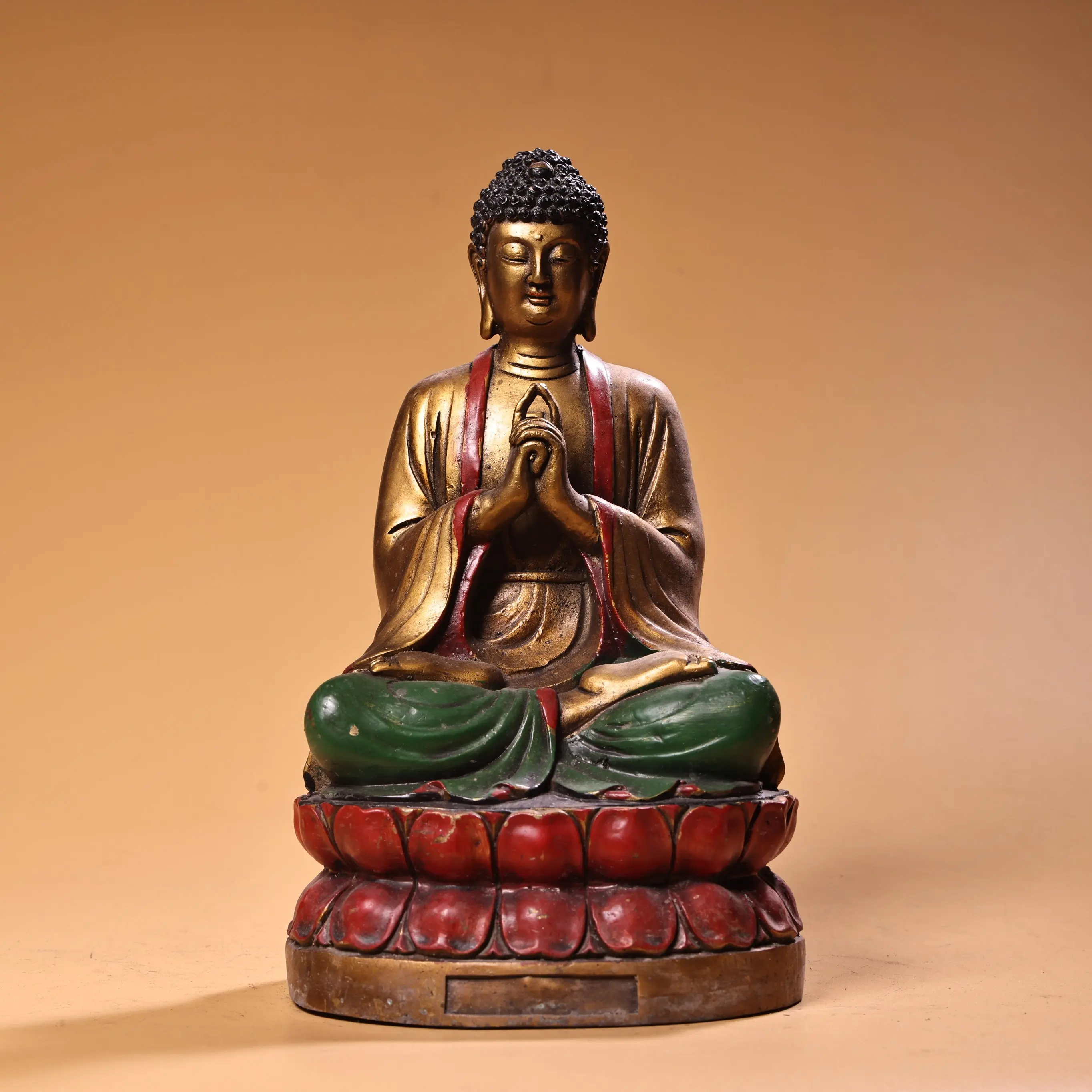 

Handcrafted Pure Copper Colorful Shakyamuni Buddha Statue - Exquisite Collectible Home Decor Figurine for Elegant Display